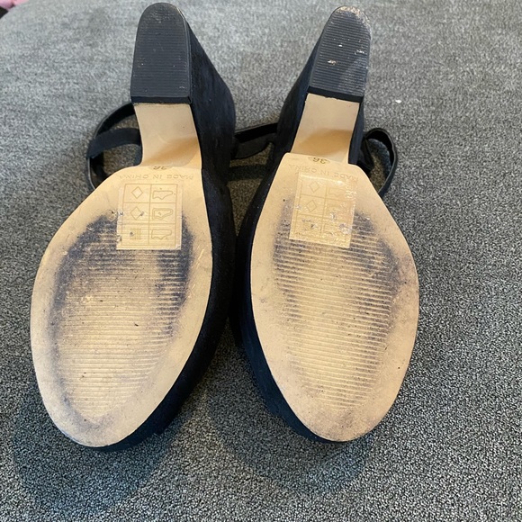 Miss KG Platform, wedge, open toe, suede, chunky heels, black, size 6, - Picture 5 of 8